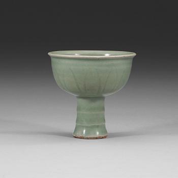 182. A celadon glazed stem cup, Ming dynasty (1368-1644).
