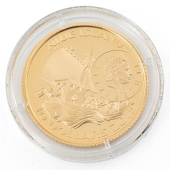 Gold coin, 21.6 carat, Pippi on Kurrekurredutt Island, 10 Niue dollars, 2015.