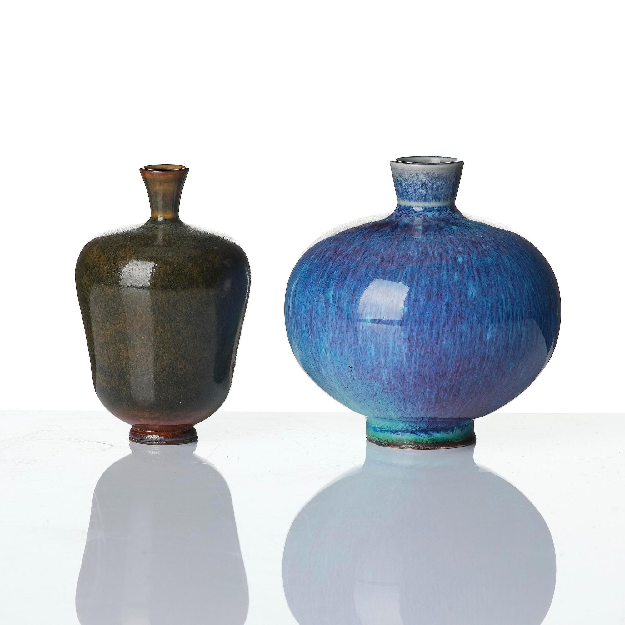 Berndt Friberg, a set of five stoneware vases and three bowls, Gustavsberg Studio 1969-76.