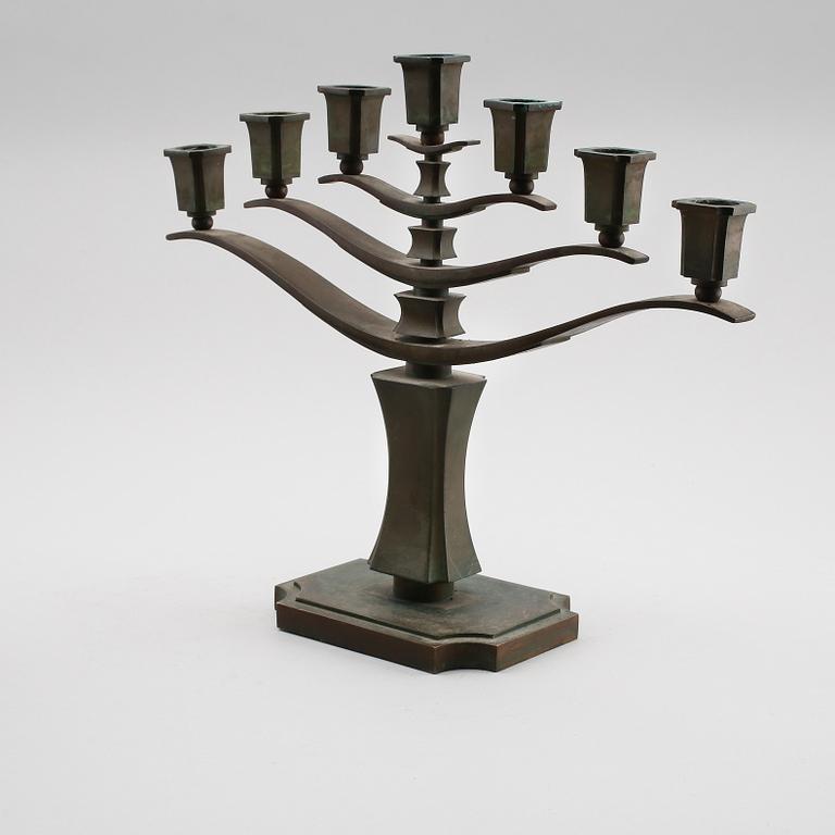 KANDELABER, patinerad brons, art déco, Sune Bäckström, Malmö, 1900-talets första hälft.
