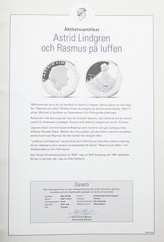 MEDALJER, 14 st, silver, Astrid Lindgren,1900-tal. Vikt ca 378 g.