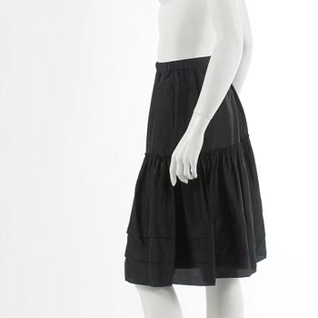 DKNY, a black silk frill skirt. Size M.