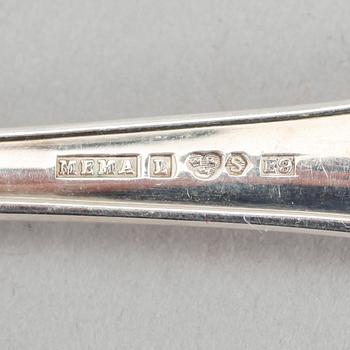 BORDSSKEDAR, 6 st, silver, modell Symfoni, Mema, 1954. Total vikt ca 211 gram.