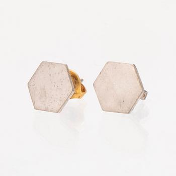 A pair of silver earrings by Wiwen Nilsson 1966.