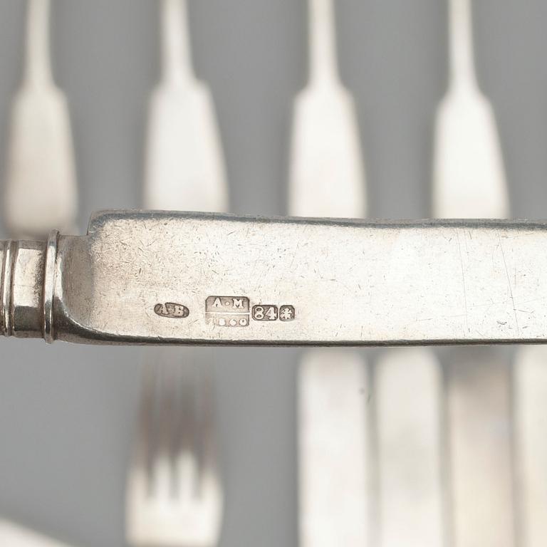 BESTICK, 36 delar, silver, bl a Alexander Mitin (А.Н. Митин 1842-1877), S:t Petersburg 1860. Vikt 1718 g.