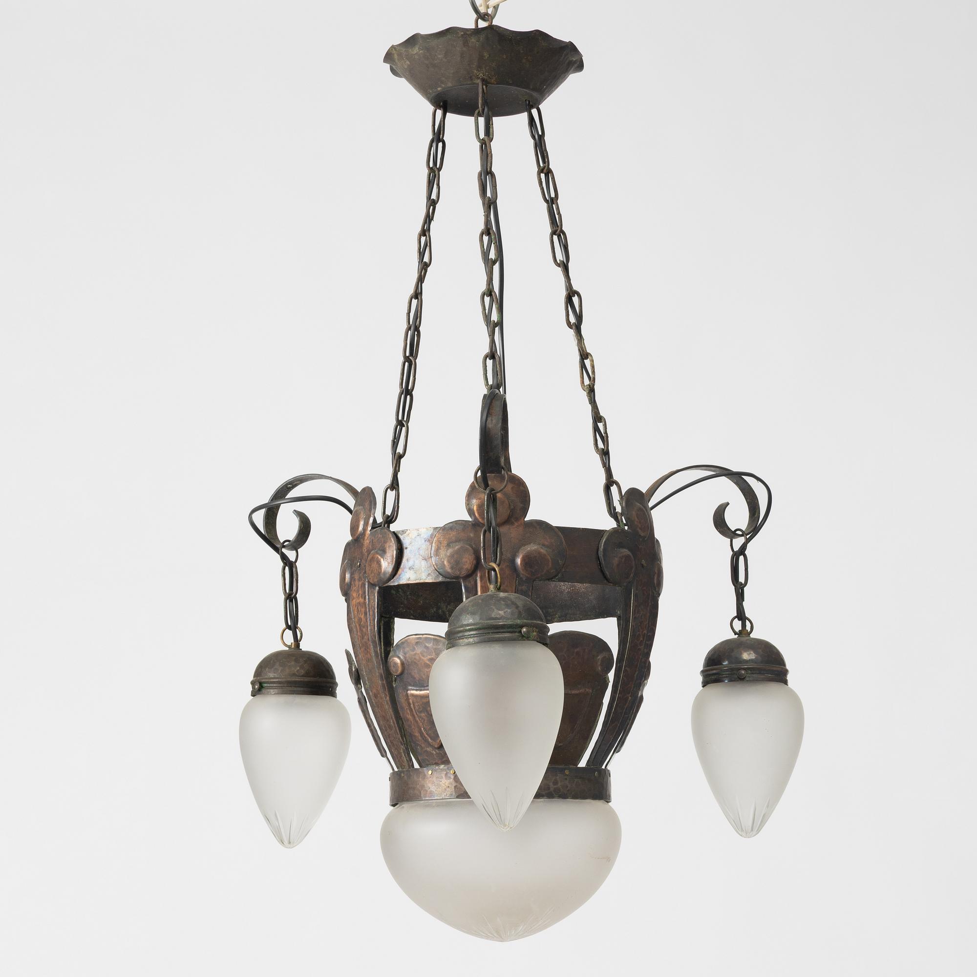 A Jugend ceiling lamp, early 20th century.