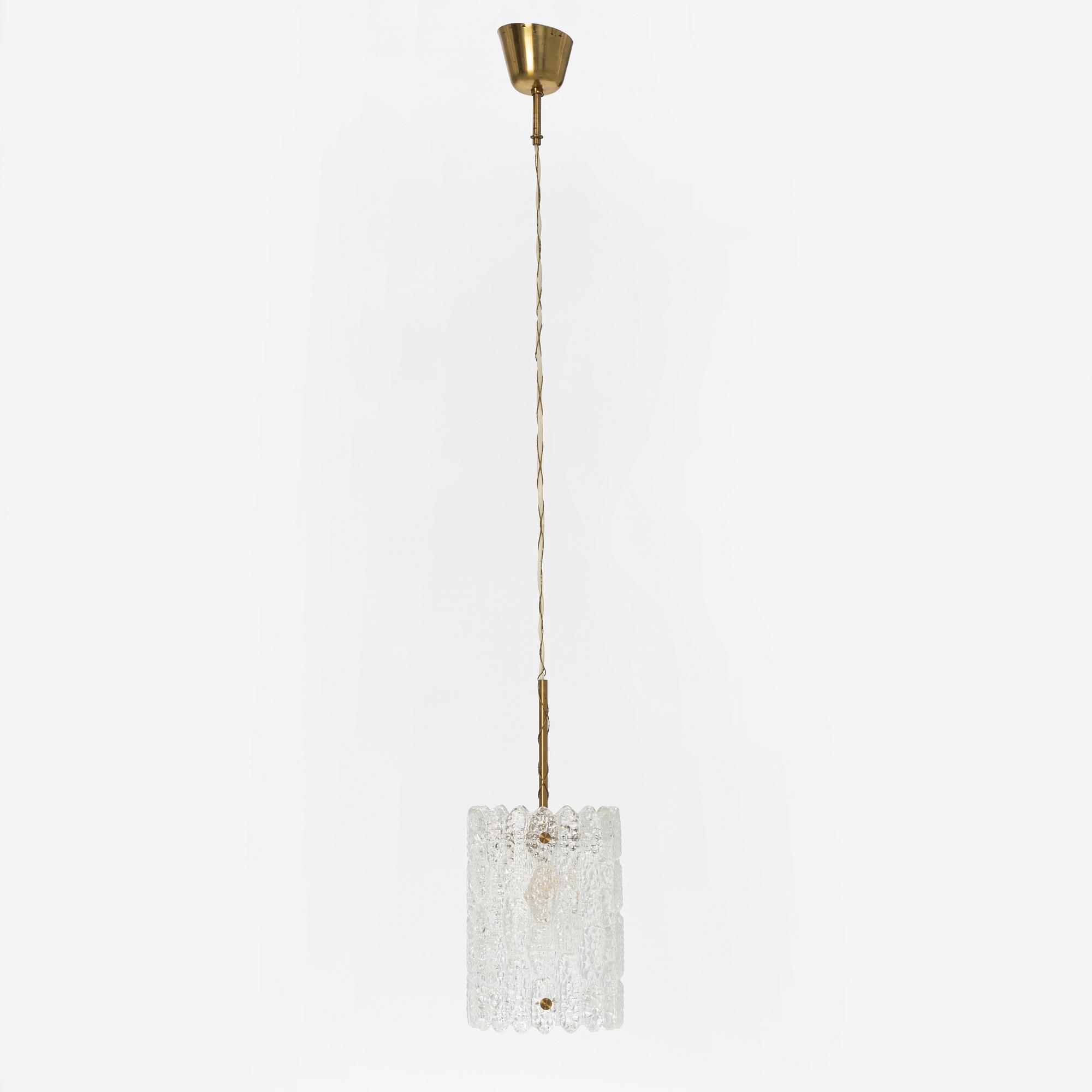Carl Fagerlund, a pair of brass and glass wall lights and a ceiling light, Orrefors.