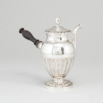 A Swedish 19th century silver coffee-pot, mark of Gustaf Mollenborg, Stockholm 1844.