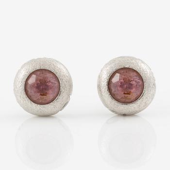 Ole Lynggaard a pair of "Bubbles" earrings in 18K white gold with tourmalines.