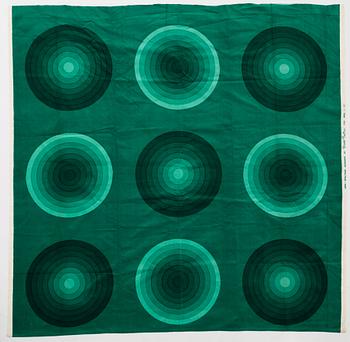 Verner Panton, GARDINLÄNGDER, 3 ST., OCH PROVBITAR, 10 ST. Bomullsvelour. Olika gröna nyanser och mönster. Verner Panton.