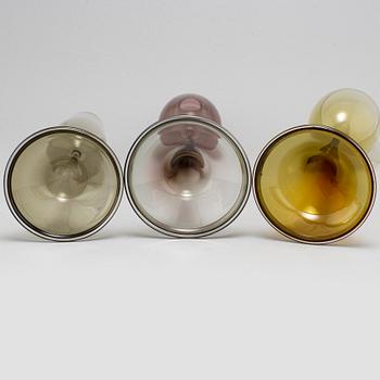 Nils Landberg, a set of three "Tulip" glass vases, Orrefors Expo.
