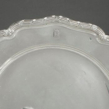 TALLRIKAR, 6 st, silver. Bl a CG Hallberg Stockholm 1905. Ca 3620 gram totalt.