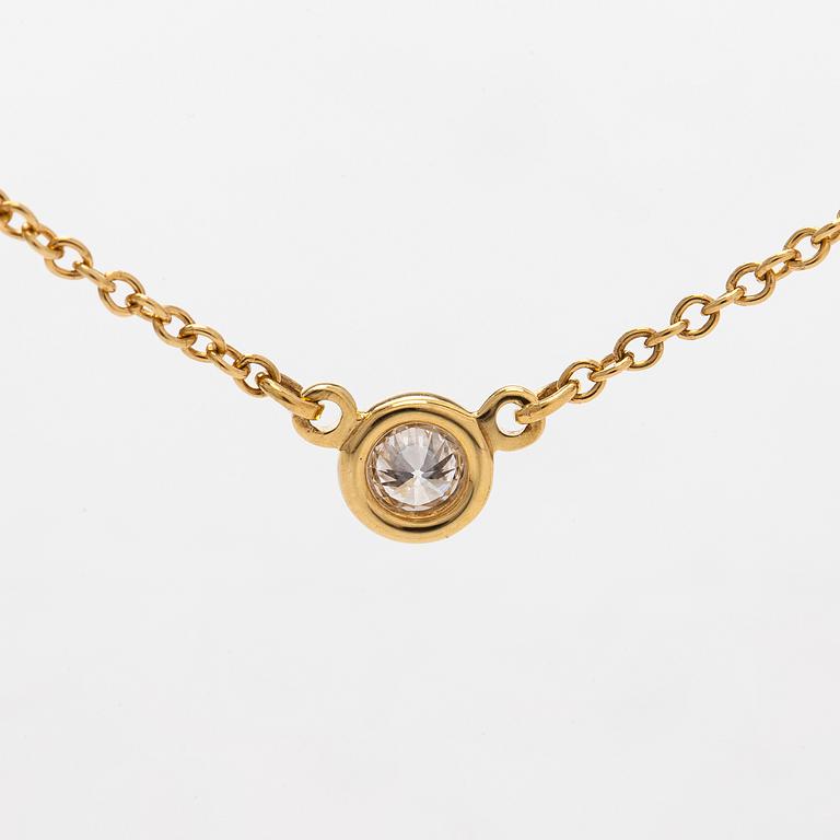 Tiffany & Co, Elsa Peretti, halsband, "Diamonds by the Yard", 18K guld med en briljantslipad diamant.