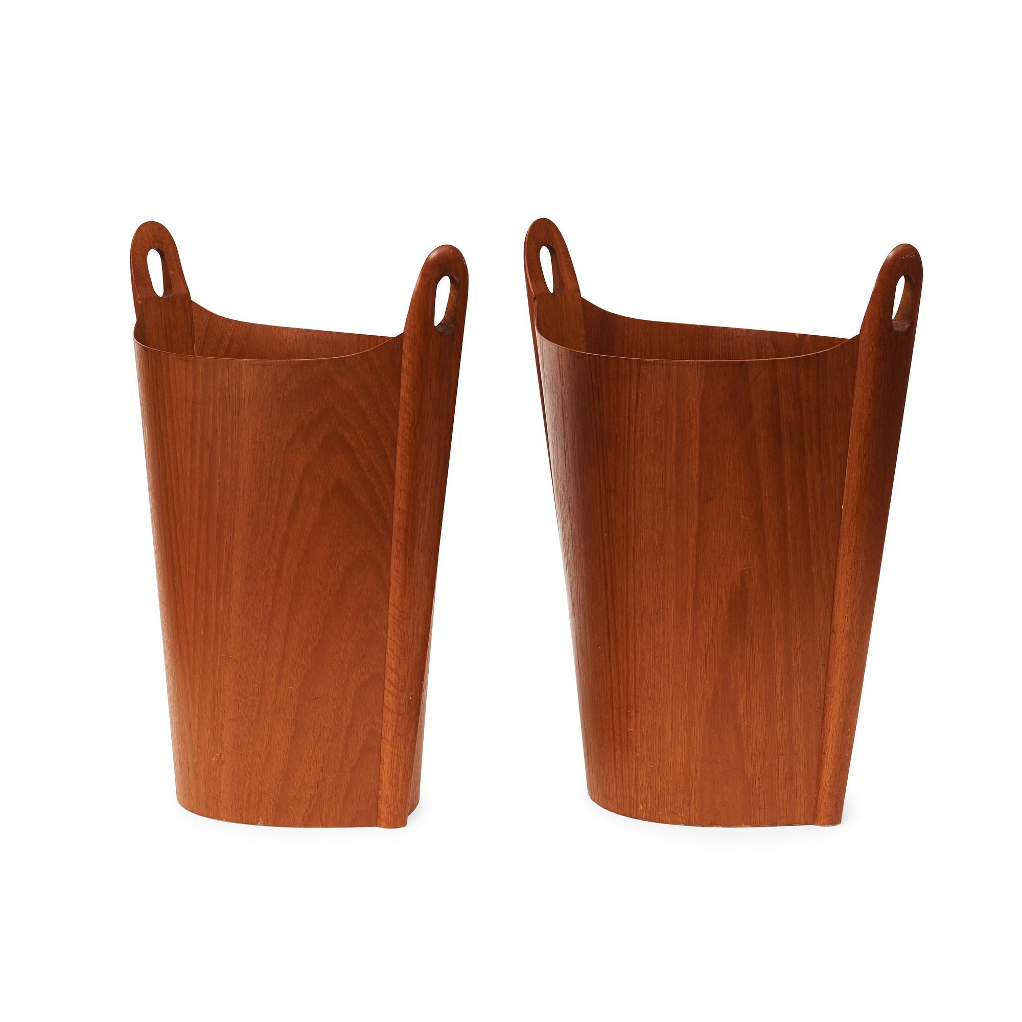 Two PS Heggen teak waste paper bins, Nordfjordeid, Norway 1960's.
