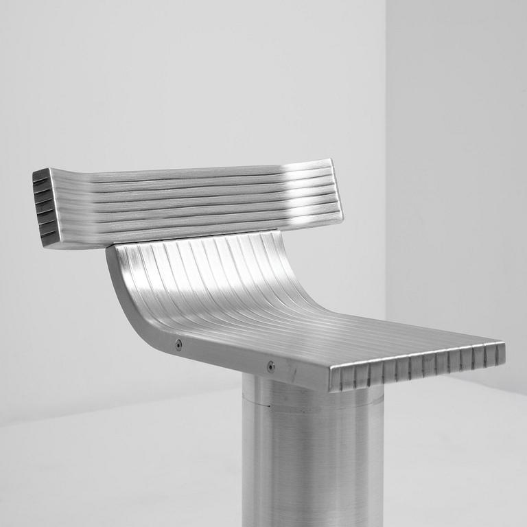 David Taylor, a unique stool, "Aluminium Stool (Guitar)", Studio Mellösaverken, Sweden, 2025.