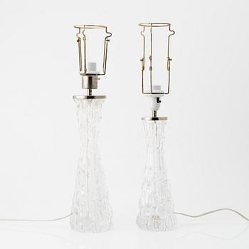 Carl Fagerlund, two glass table lights, Orrefors.