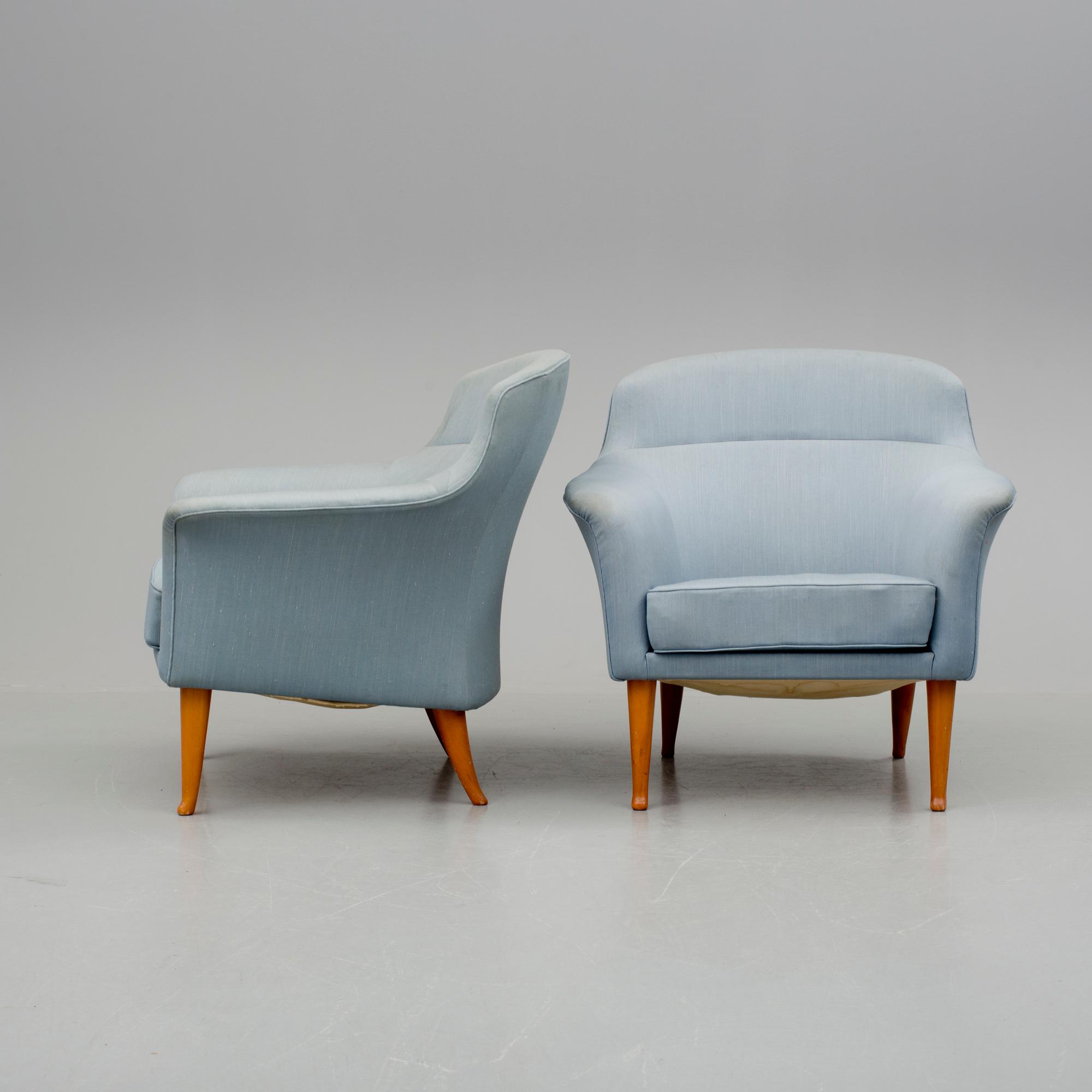 FÅTÖLJER, ett par,"Greta", Kerstin Hörlin-Holmqvist, för Nordiska Kompaniet (NK), 1960-tal.