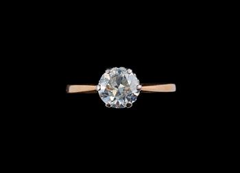 573. RING, briljantslipad diamant ca 1.25 ct. H-I/I. 18K guld. Stockholm 1937. Vikt 2,2 g.