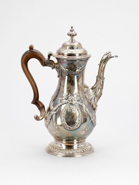 KAFFEKANNA, silver, troligen Charles Wright, London, 1771.