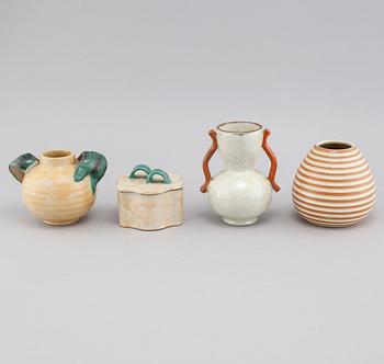 Three vases and on Upsala Ekeby, mid 20th century.