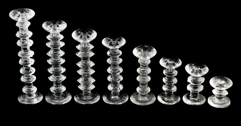 LJUSSTAKAR, glas, 8 st, "Festivo", Timo Sarpaneva, Iittala.