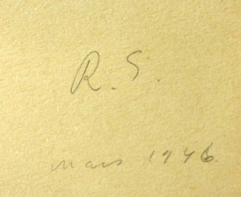RAGNAR SANDBERG, blyertsteckning, sign R.S o dat 1946.