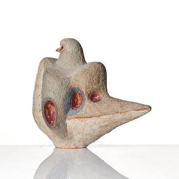 Tyra Lundgren, a chamotte stoneware sculpture of a bird, own studio, 1960.