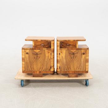 Bedside tables, a pair, Art Deco style, late 20th century.