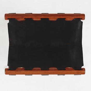 Poul Hundevad, a "Guldhøj" teak and leather Folding Stool for Vamdrup, Denmark 1960's.