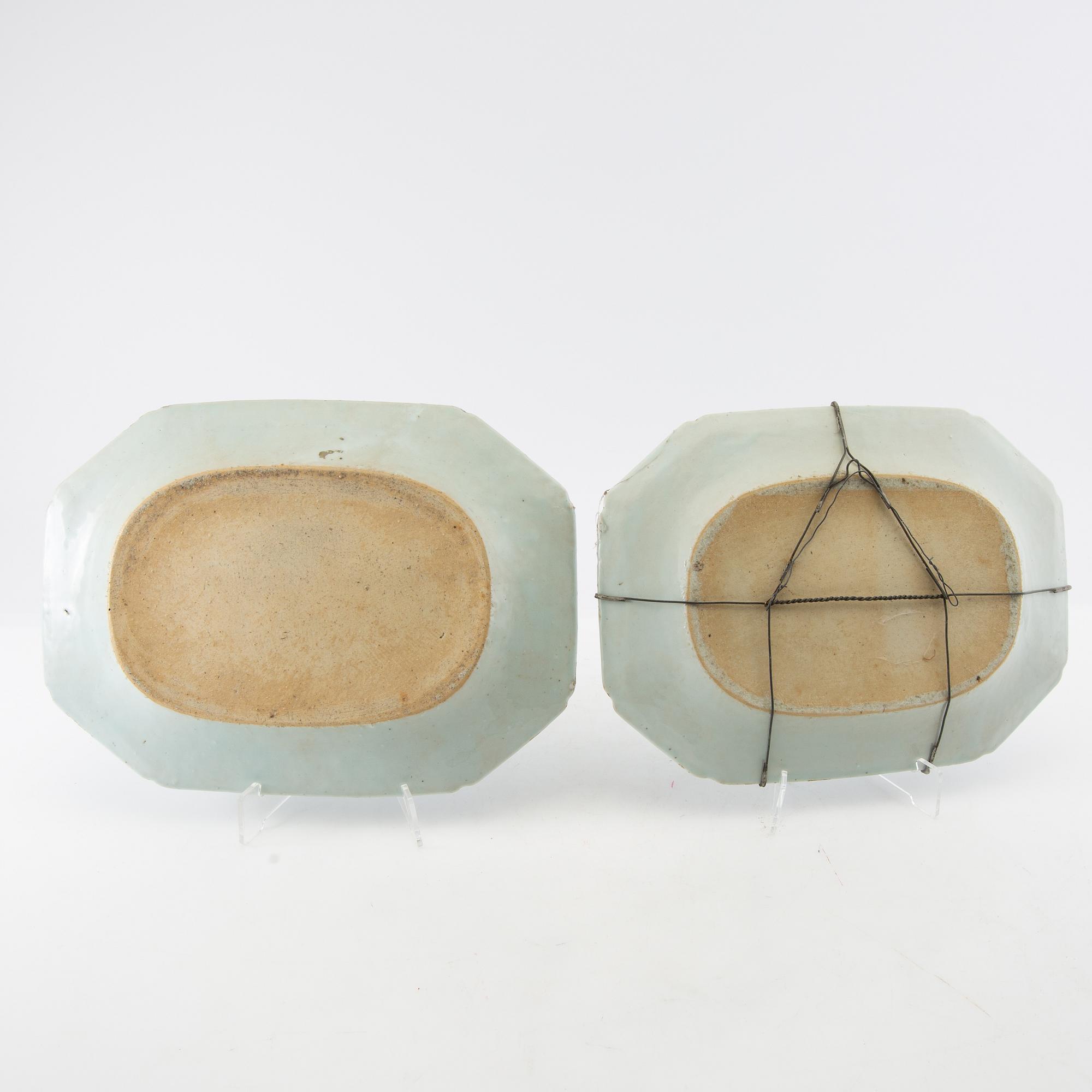 Serving dishes, 3 pcs, China Qianlong (1736-95), porcelain.