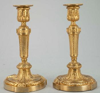 LJUSSTAKAR, ett par, förgylld brons, Paul Sormani, Frankrike, 1800-talets senare hälft.