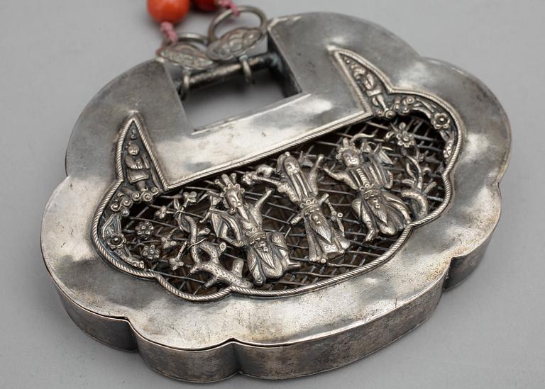 RÖKELSEKAR, vitmetall, orientalisk, 1900-tal.