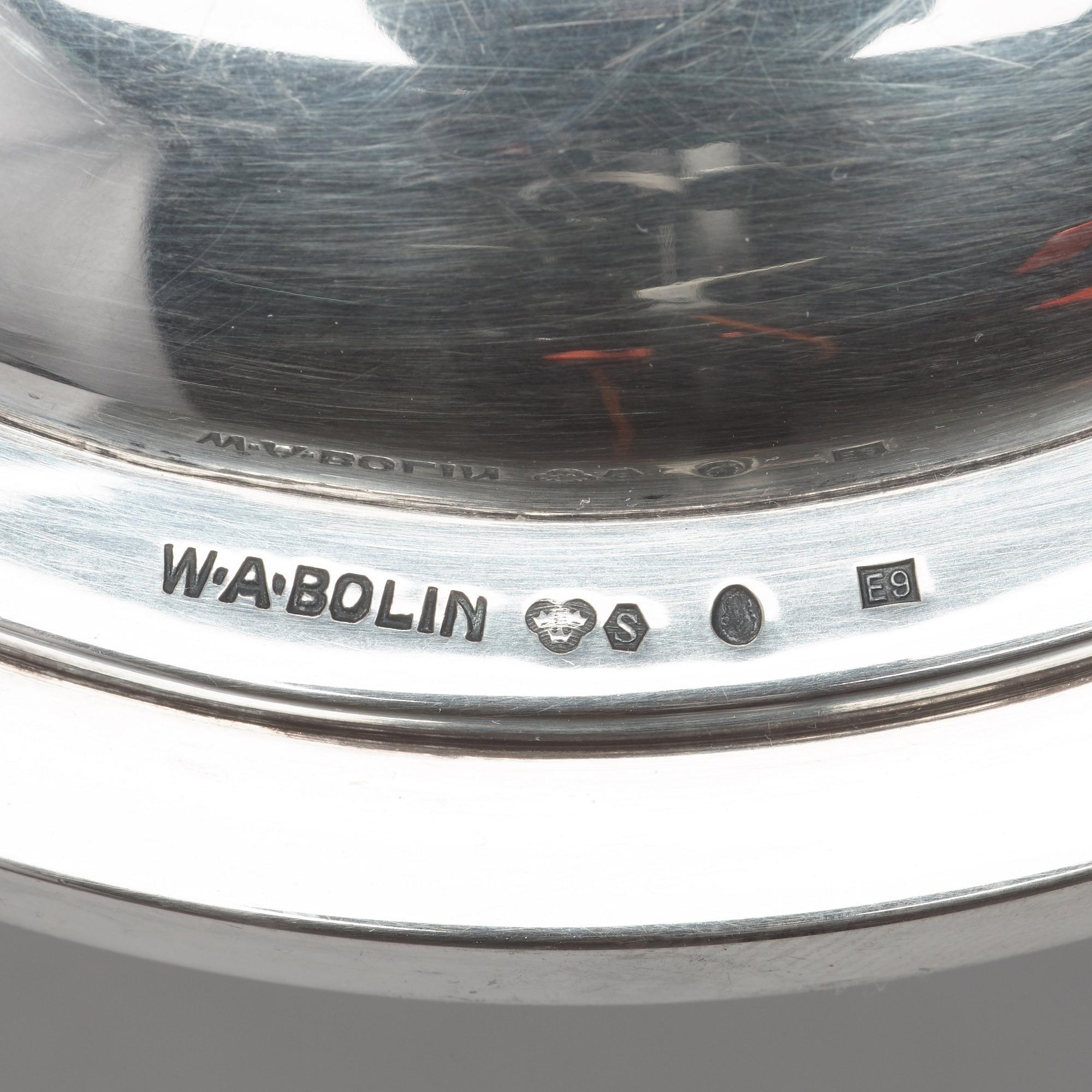 W.A BOLIN, kandelabrar, ett par för vardera tre ljus, Stockholm 1955.