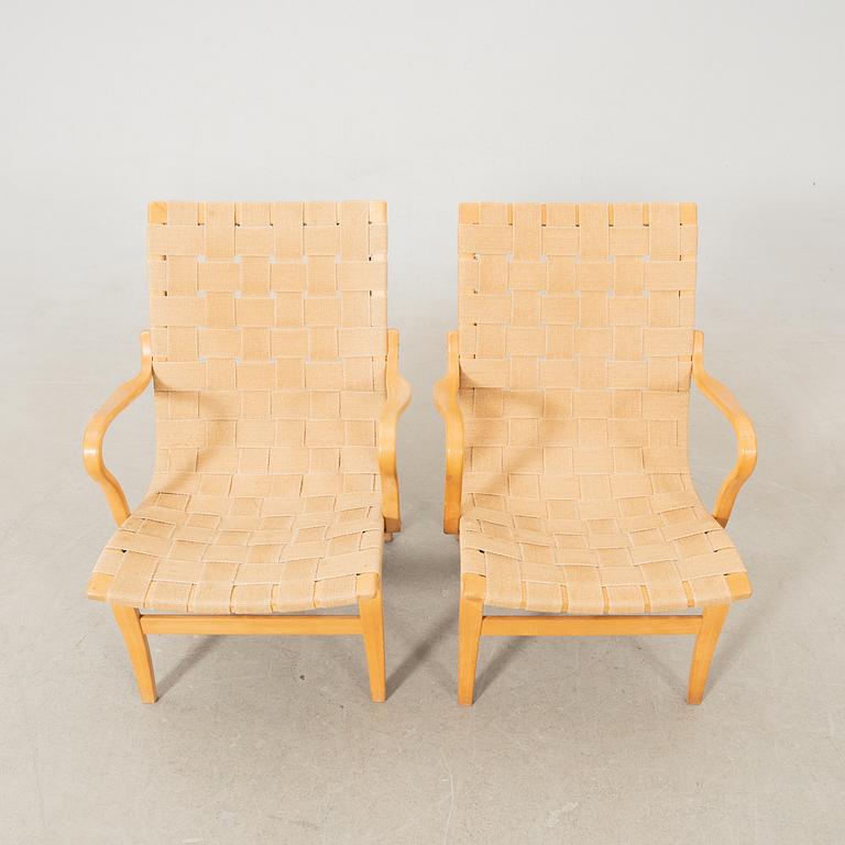 Bruno Mathsson, a pair of "Eva" armchairs, Karl Mathsson Värnamo 1969.