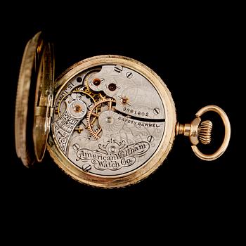 FICKUR, 14K guld, savonett, Waltham, omkring år 1900.