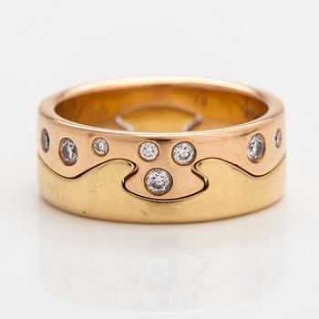 Georg Jensen, An 18K red and yellow gold ring "Fusion" with diamonds ca. 0.15 ct in total. Denmark.