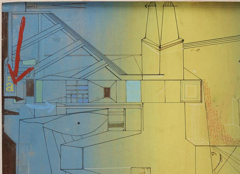 CO Hultén, gouache and ink on paper panel and executed 1944.