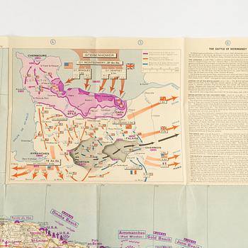 Karta, "Bataille de Normandie Juin - Août 1944", Pneu Michelin, Frankrike, 1947.