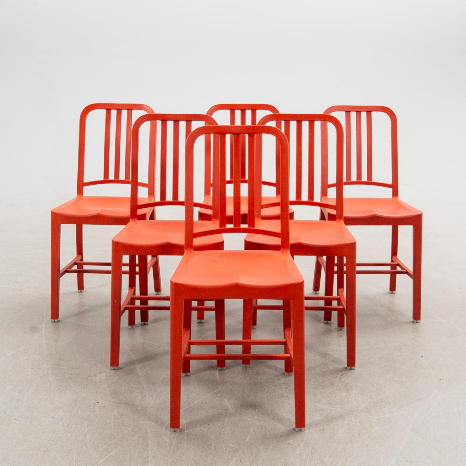 Chairs, 6 pcs, "111 Navy Chair", Emeco & Coca-Cola. USA 21st century.
