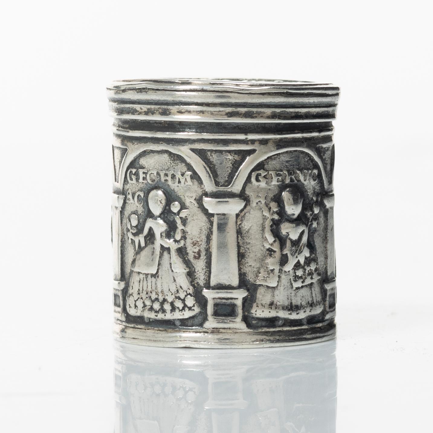 A German silver engagement box, mark of Elias Rütterswürden, Elberfeld, late 18th Century.