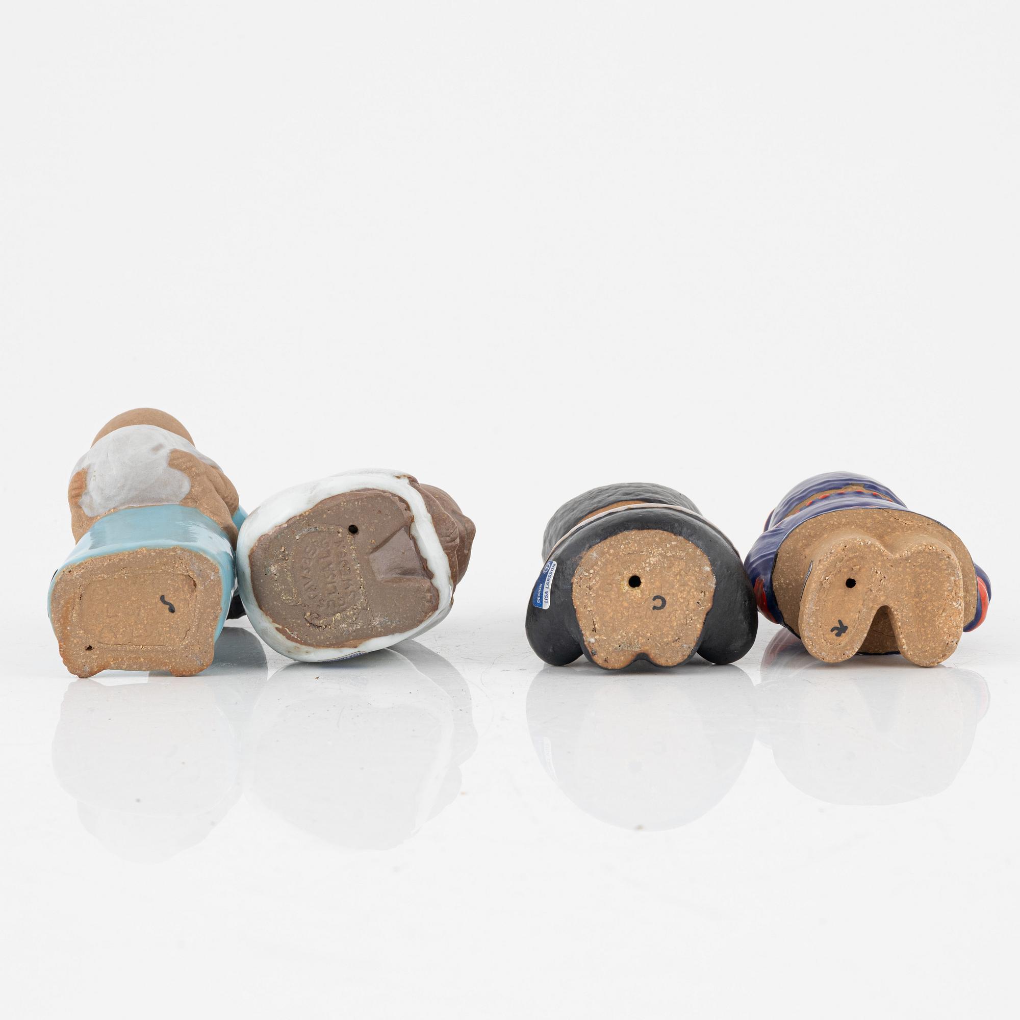 Lisa Larson, a set of four figurines, earthenware, Gustavsberg, Sweden.