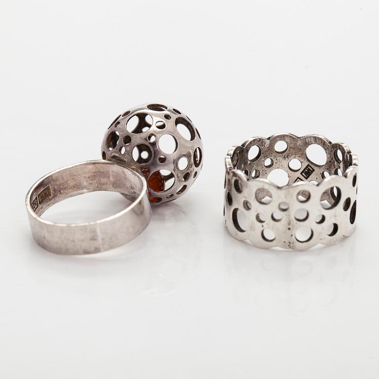 Liisa Vitali, Rings, 2 pcs, silver, Westerback, Helsinki, 1970s.