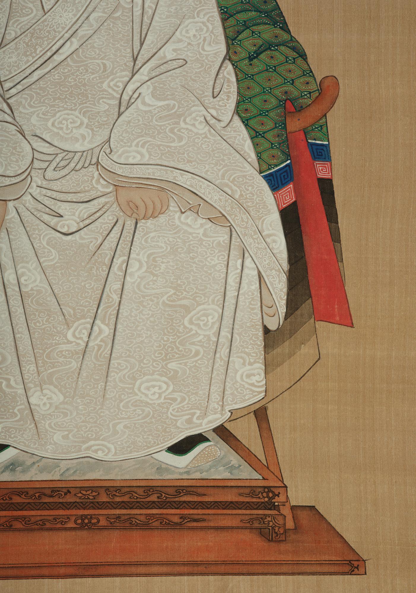 A pair of Thai ancestors portraits, around 1900.