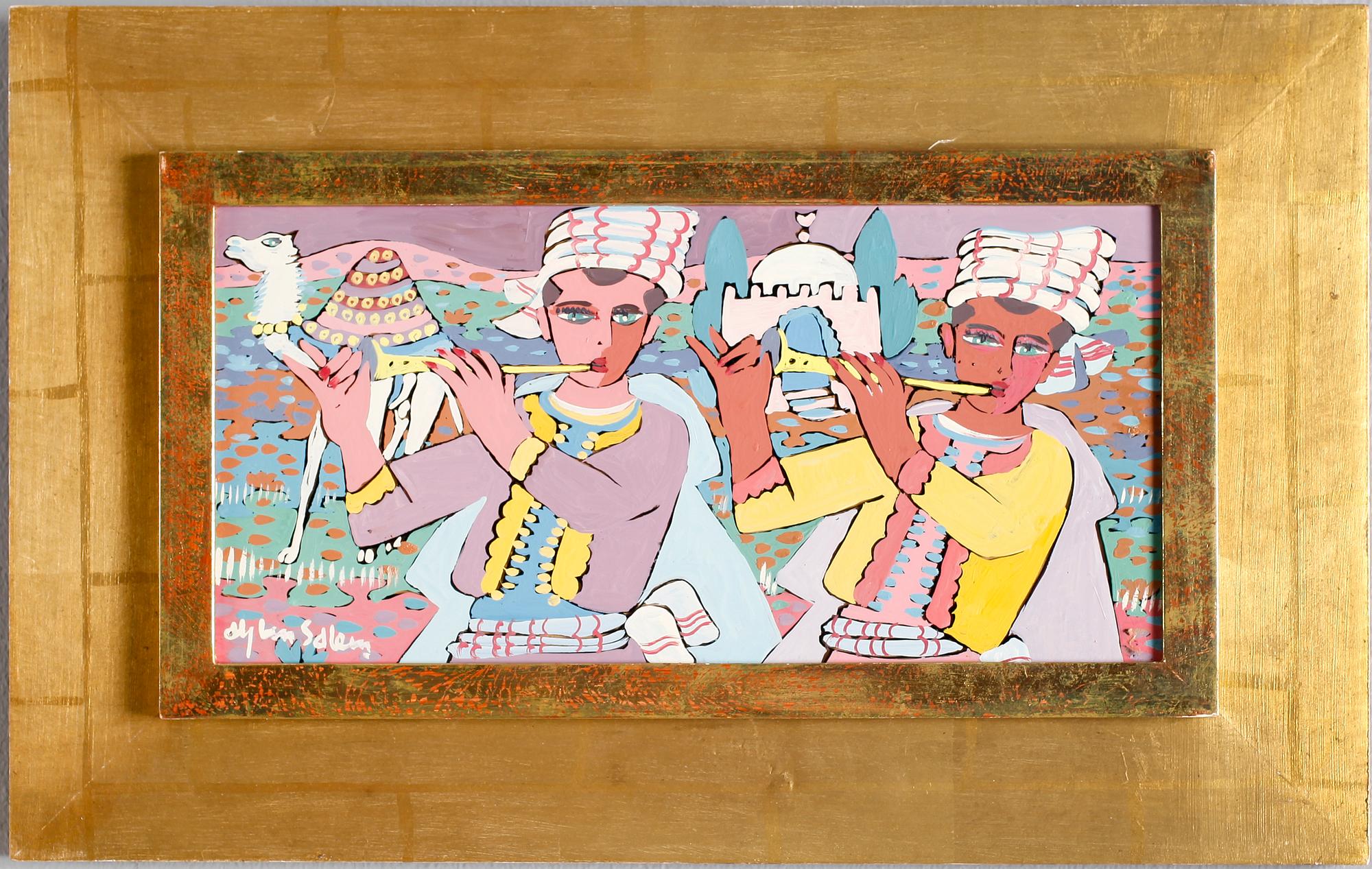 ALY BEN SALEM, blandteknik på glas, signerad.