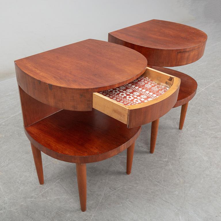 A pair of bedside tables, mid 20th century.