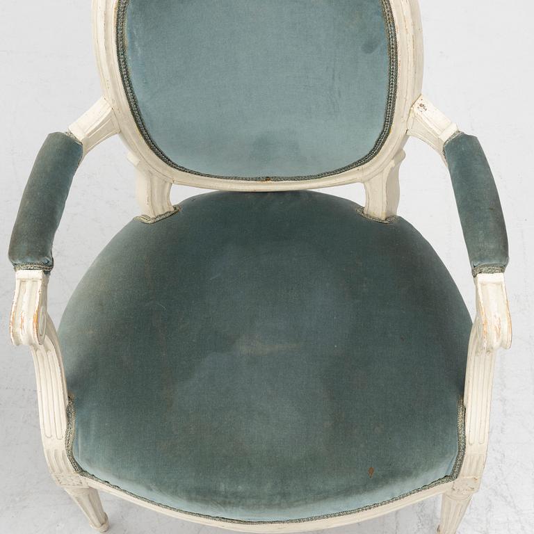 Karmstolar, ett par, Louis XVI, 1700-talets andra hälft.