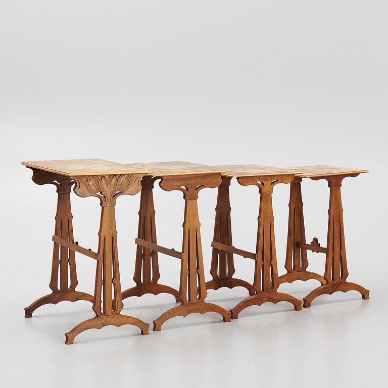 Emile Gallé, nesting tables, four parts, Nancy, France.