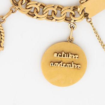 Armband guld bismarcklänk med berlocker med guldmynt.