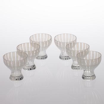 GLAS, 6 st, design Bengt Orup, Johansfors glasbruk. 1900-senare hälft.