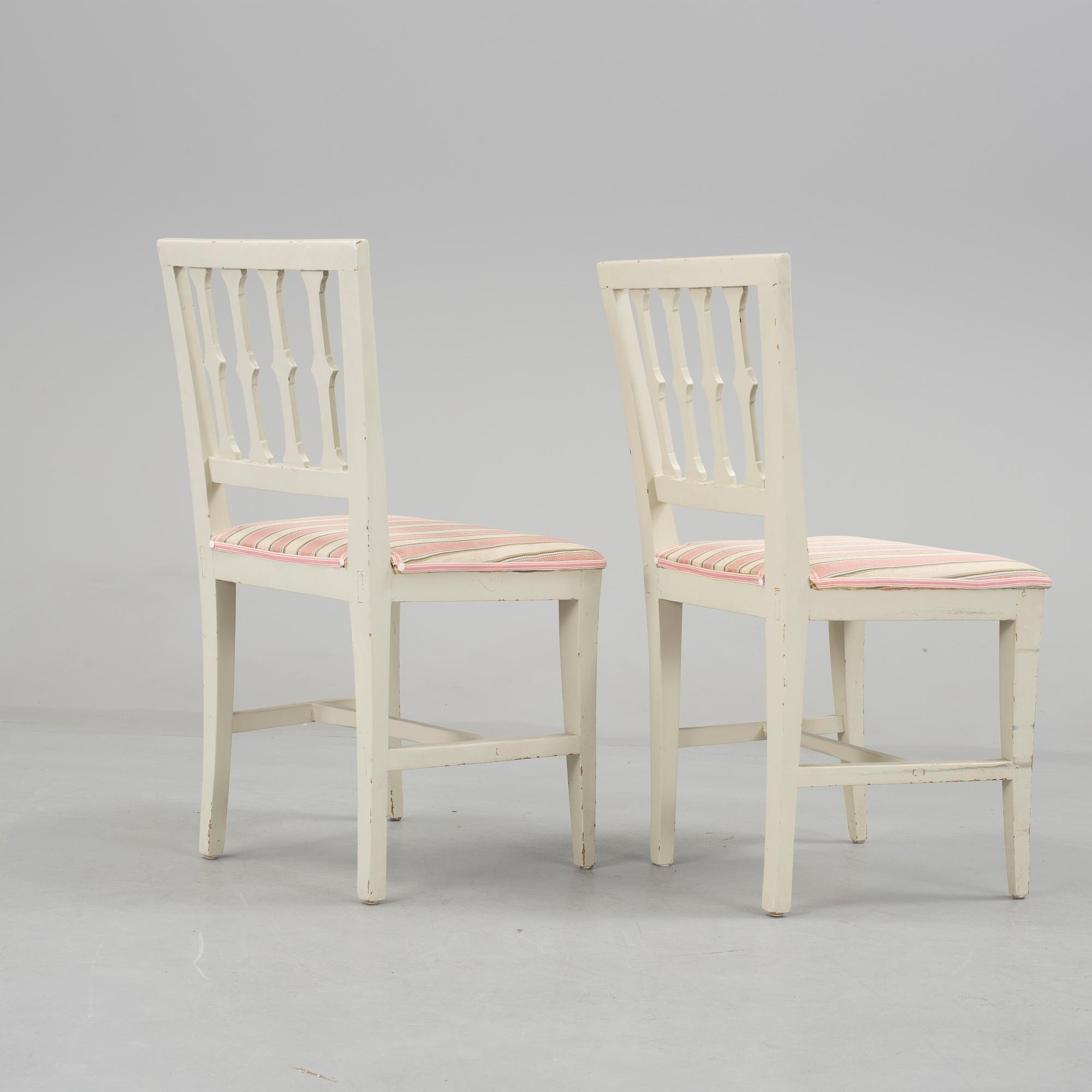 A pair of Swedish Gustavian chairs by Anders Andersson, signed AAS, Lindome from around year 1800.